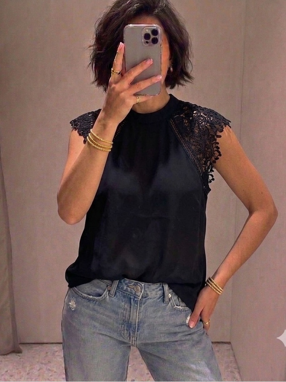 Express Black and White Lace Halter Tank Top